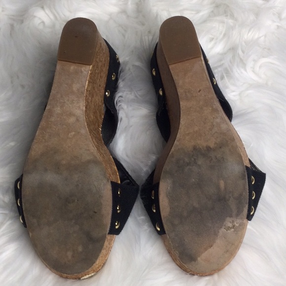 Used Abound Black Criss Cross Fabric Studded Wedges, 9.5M - Picture 7 of 15